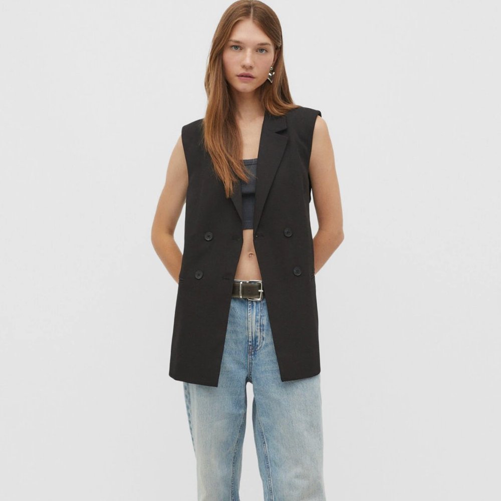Like New Stradivarius Tailored Waistcoat Long Vest Women Size M